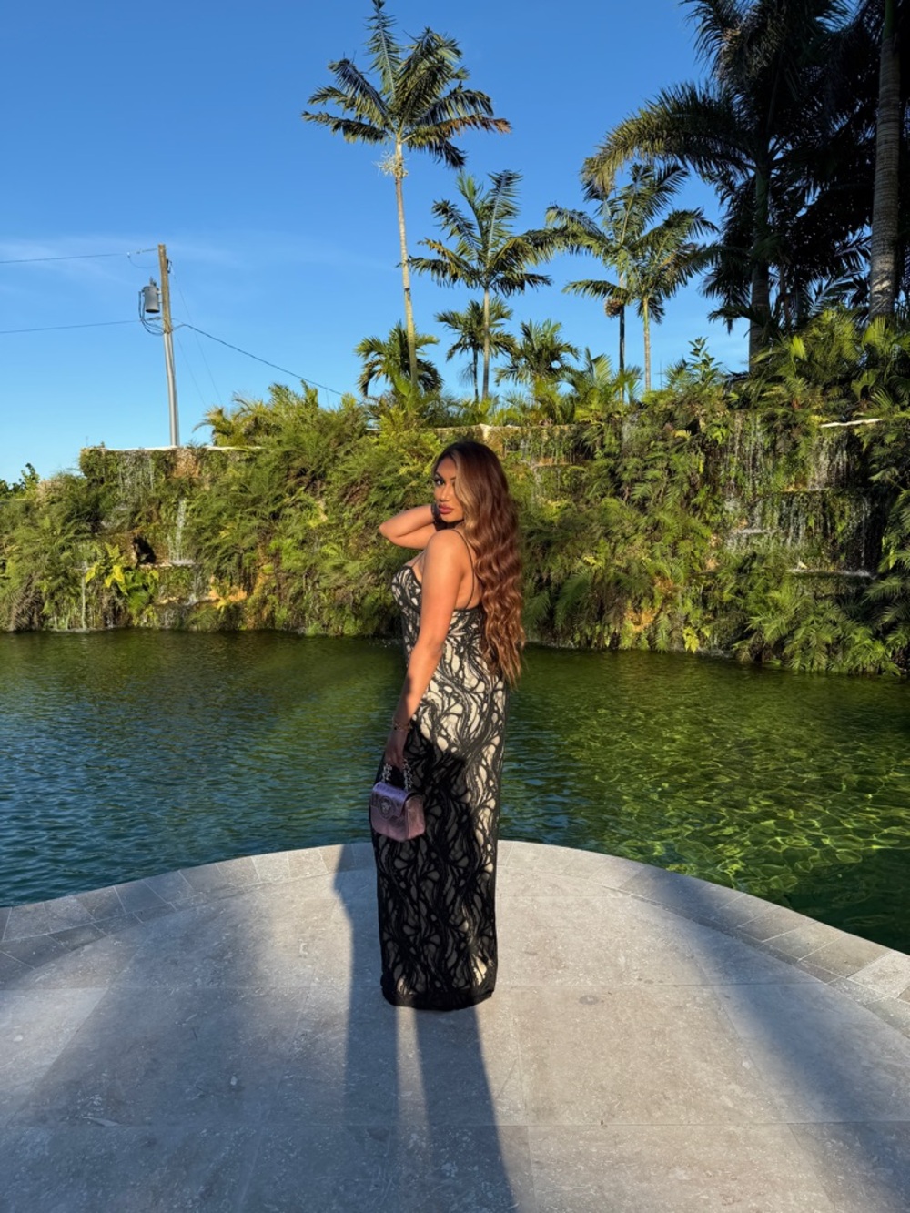 Fashion Nova Black Lace Overlay on Nude Maxi Dress - Picture 2 of 5